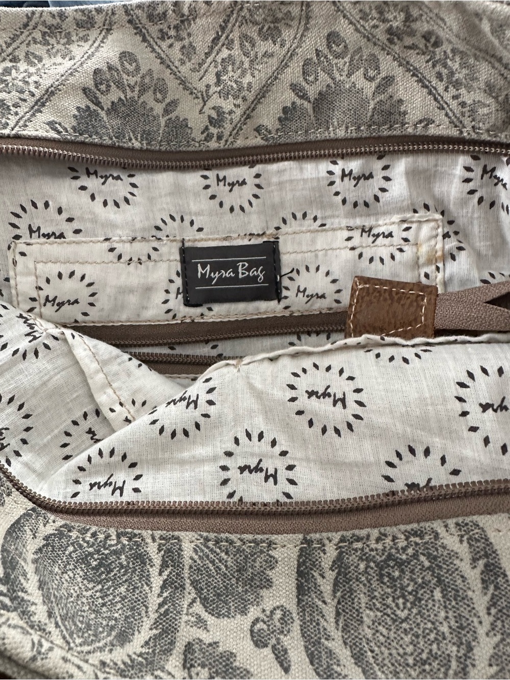 Myra Bag Beige and Brown Patterned Tote